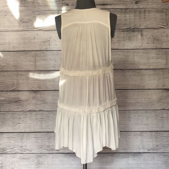 Free People Purple Haze ivory tiered v-neck boho tunic size XS - Picture 9 of 16